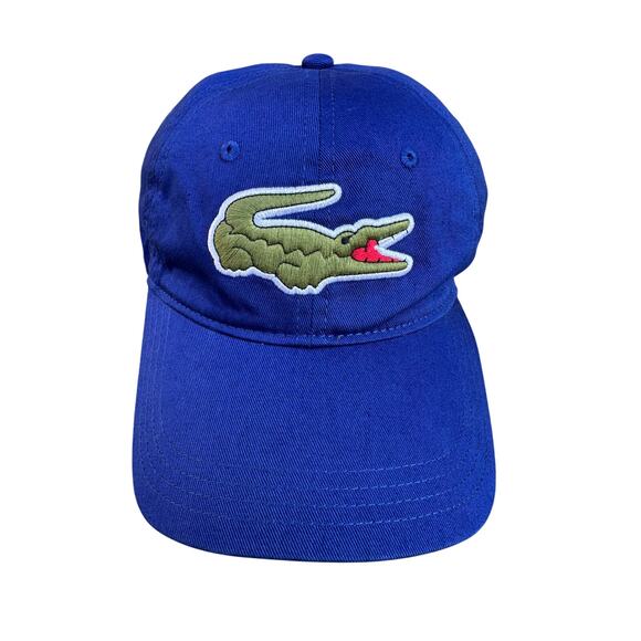 Lacoste Big Croc Blue Dad Hat Crocodile Badge - Picture 1 of 8